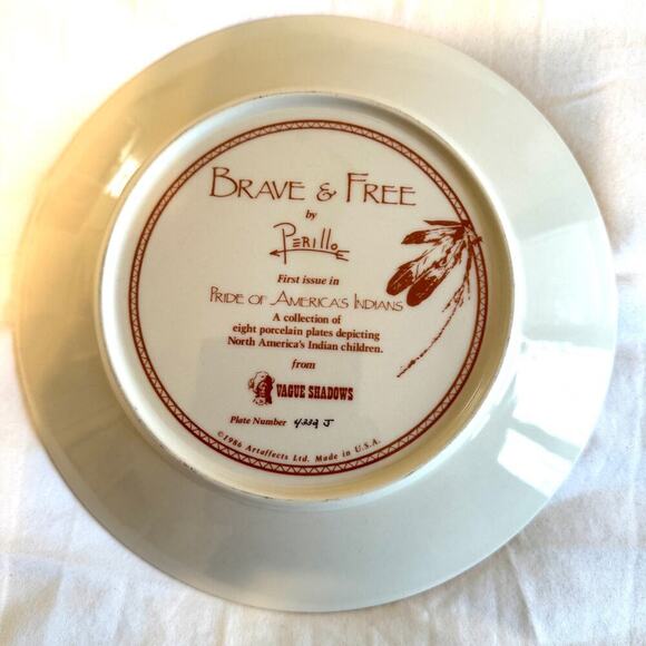 Brave & Free Collectors Plate by Perillo Pride of America Indians Brave Shadow - Picture 5 of 8